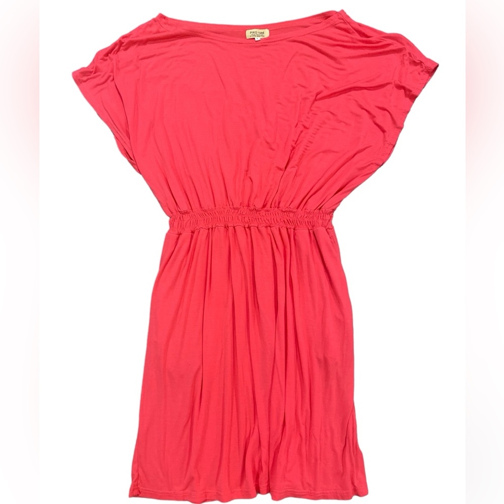 Piko 1988 Coral Boatneck Stretchy Knee Length Dress Size Large